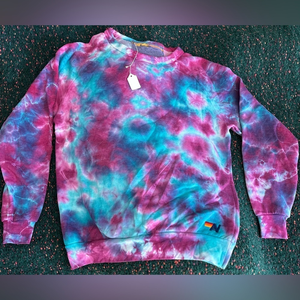 ULTRA RARE AVIATOR NATION NWT Hand-Dyed Tie Dye Relaxed Crew Sweatshirt—XS ✨